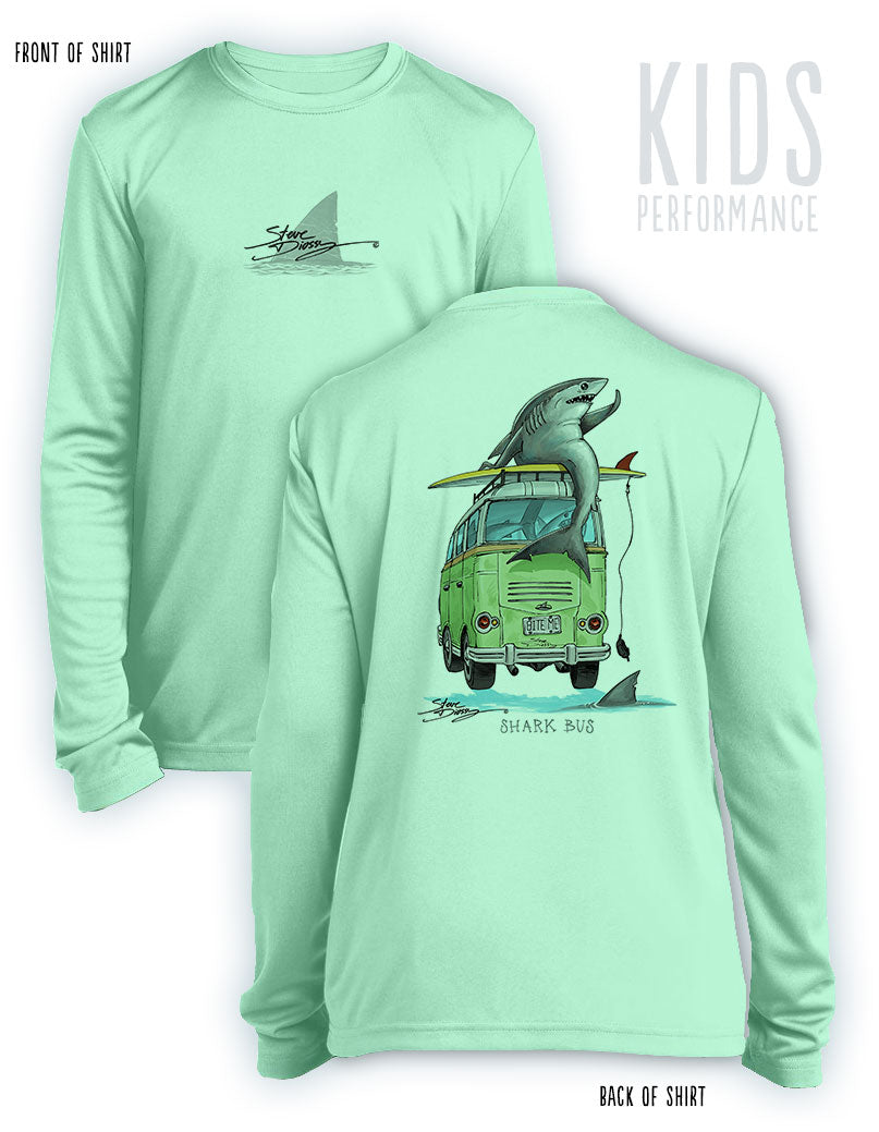 Shark Bus- KIDS Long Sleeve Performance - 100% Polyester